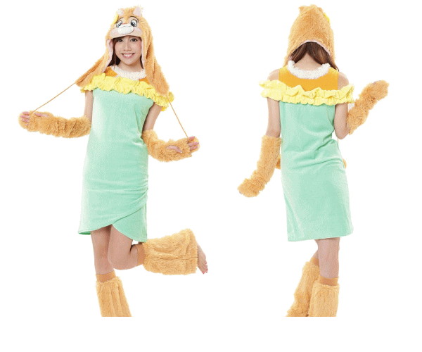 レディ　クラリスチップとデール　もこもこコスチューム 　ディズニー　Disney　ハロウィン　コスプレ　コスチューム　衣装　仮装　集団仮装　かわいい