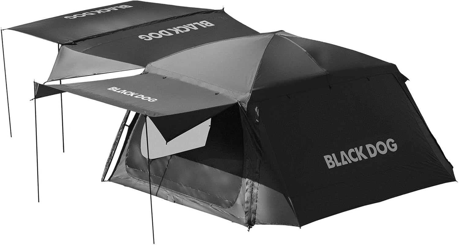 BLACKDOG ロッジ型テント 峯宛6.8 4-6人用 耐水圧5000mm 防風 遮光 UVカット UPF50+ 大型 設営簡単 前室ポール付き小屋型 キャンピング アウトドア ファミリー お花見 収納袋付き｜AOITRADE店 30,420円