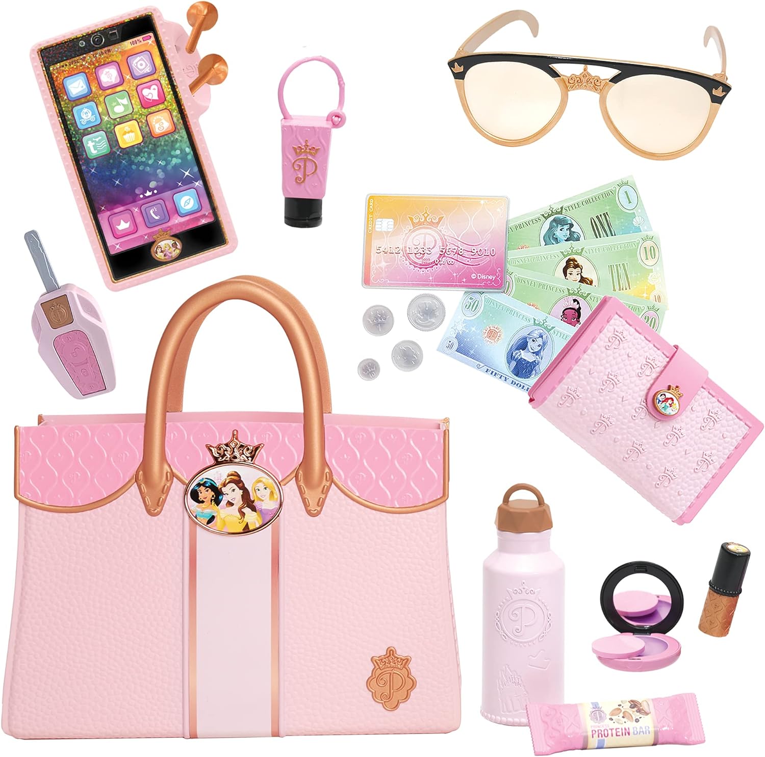 ディズニー プリンセス スタイル コレクション デラックス トートバッグ＆ 子供 化粧品 セット スマホ 車のスマートキー サングラス メイク おもちゃ お化粧セット 女の子 メイクごっこ 遊び 豪華セット お化粧おもちゃ 化粧バッグ【並行輸入品】 かわいい おままごと｜AOITRADE店