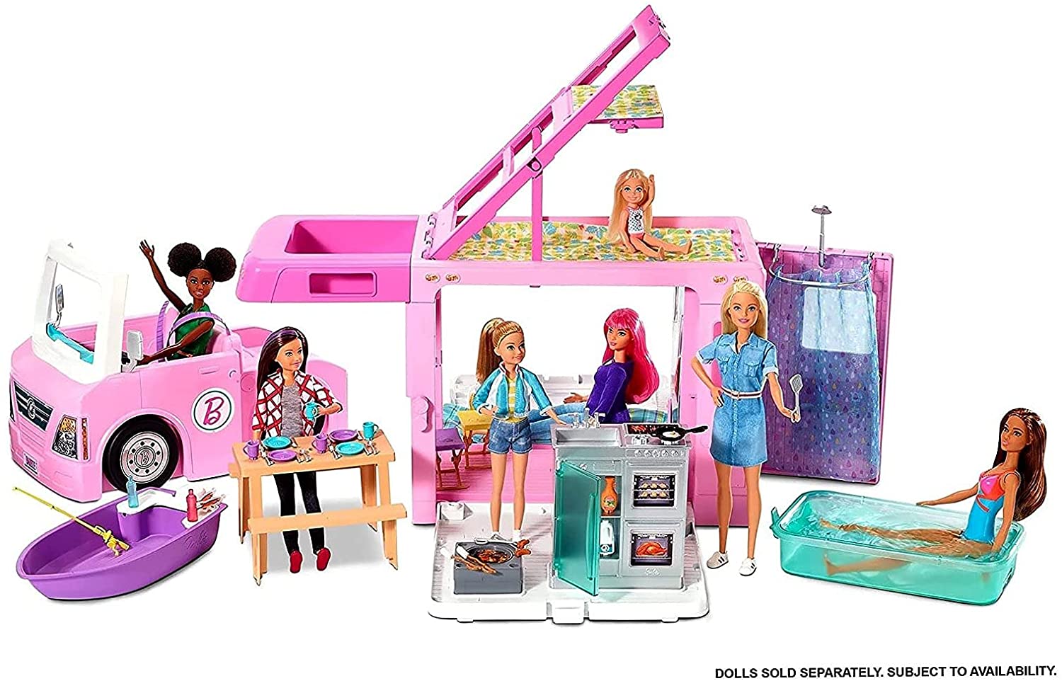 バービー ドリームキャンパー 3WAY GHL93 3-in-1 ドリームキャンピングカー ?Barbie 3-in-1 DreamCamper Vehicle, approx. 3-ft, Transforming Camper with Pool
