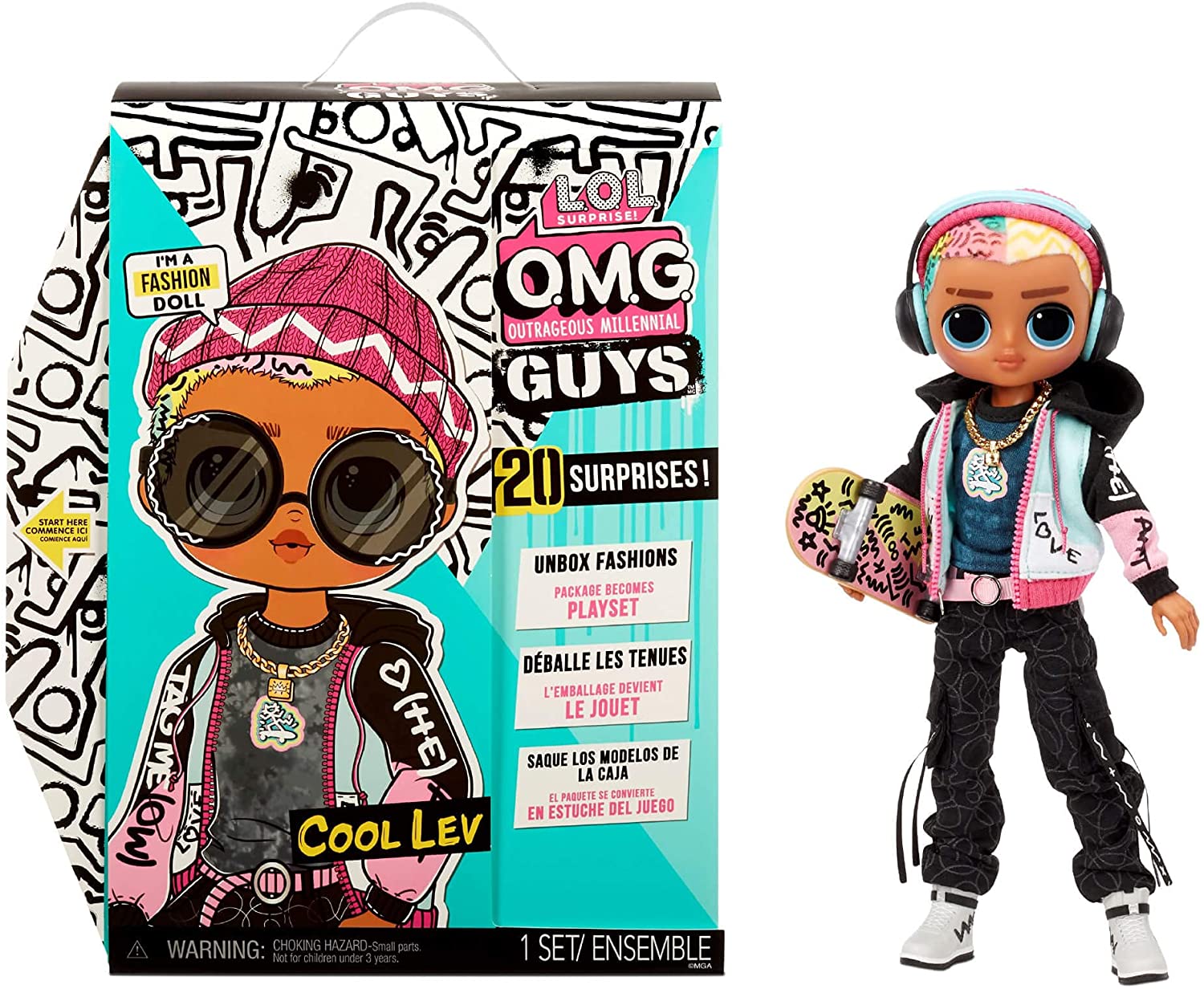 【並行輸入品】 LOLサプライズ！ OMG お兄さん Guys クールレブ LOL エルオーエル 着せ替え 人形 女の子 おもちゃ 玩具ファッション ドール LOL Surprise OMG Guys Fashion Doll Cool Lev with 20 Surprises Including Skateboard and Accessories for Multiple Looks 8,585円