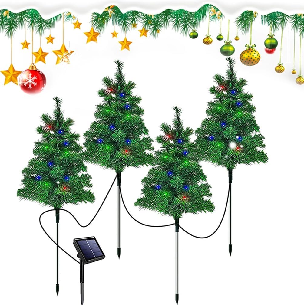楽天市場】4個セット クリスマスツリー ソーラー ガーデンライト