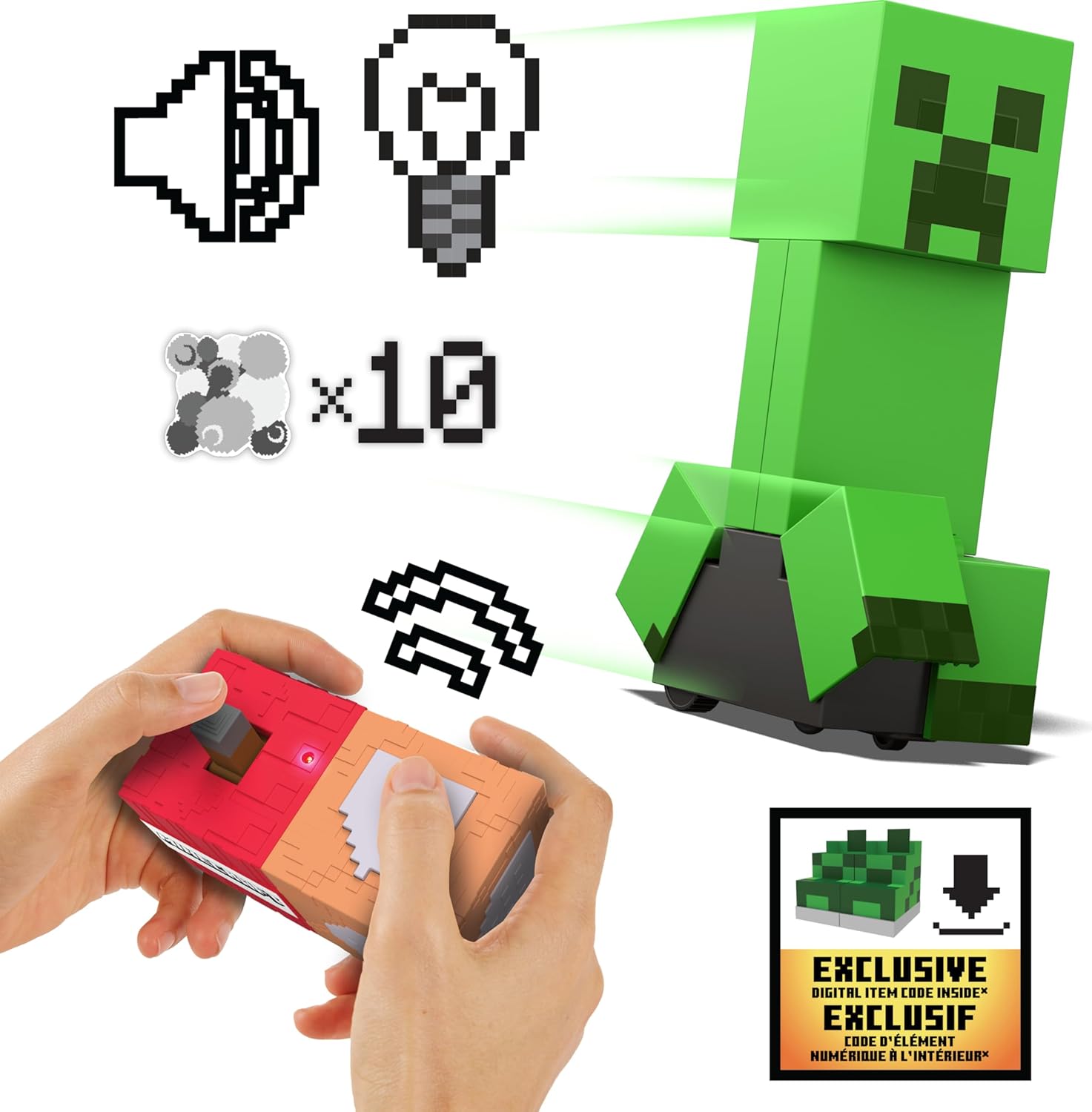マインクラフト リアル クリーパー ラジコン 爆発 する ライト＆サウンド付き マイクラ 爆発パーティクル10個 Mattel Minecraft マテル ゲームに忠実な動き、DLCコード付き 爆発RCクリーパー ラジコンカー 【並行輸入品】｜AOITRADE店