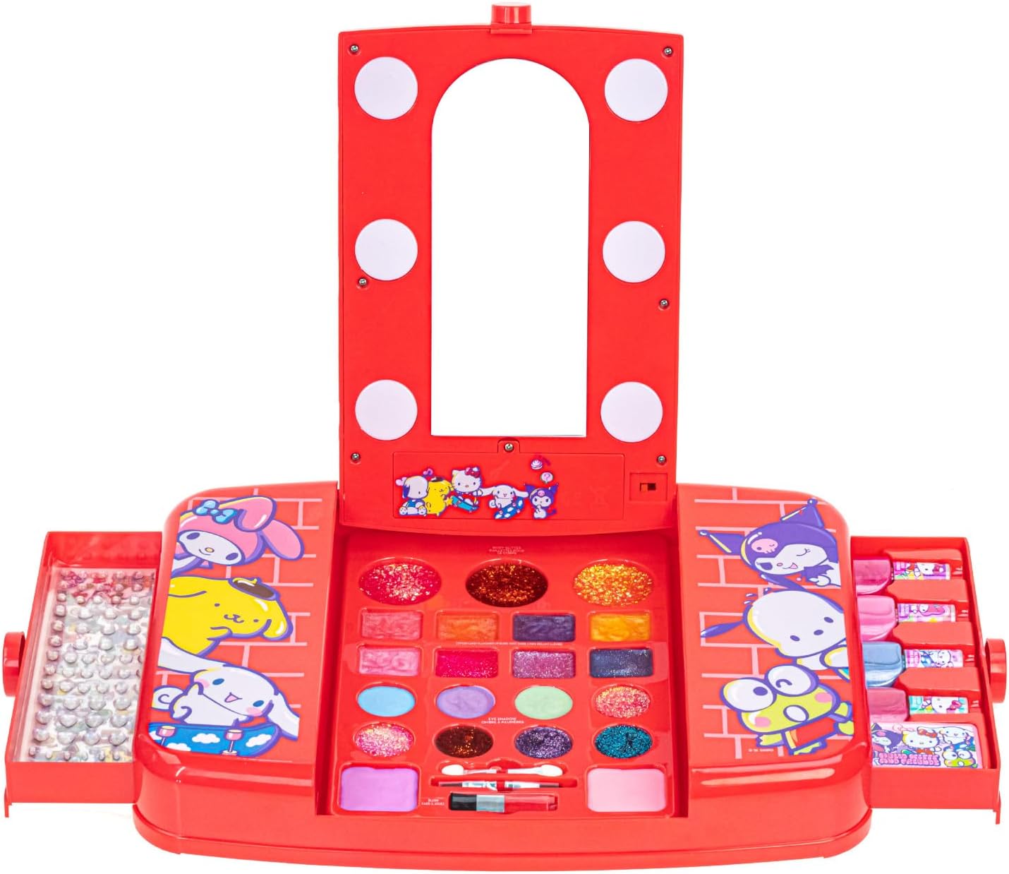ハロー キティ フレンズ 子供 化粧品 キッズ ビューティーバニティ セット ライトアップミラー付き 子供用コスメ リップグロス・ネイル付き ギフト おもちゃ ごっこ遊び ままごと おもちゃ 誕生日 クリスマス 女の子 男の子 マイメロ シナモロール【並行輸入品】