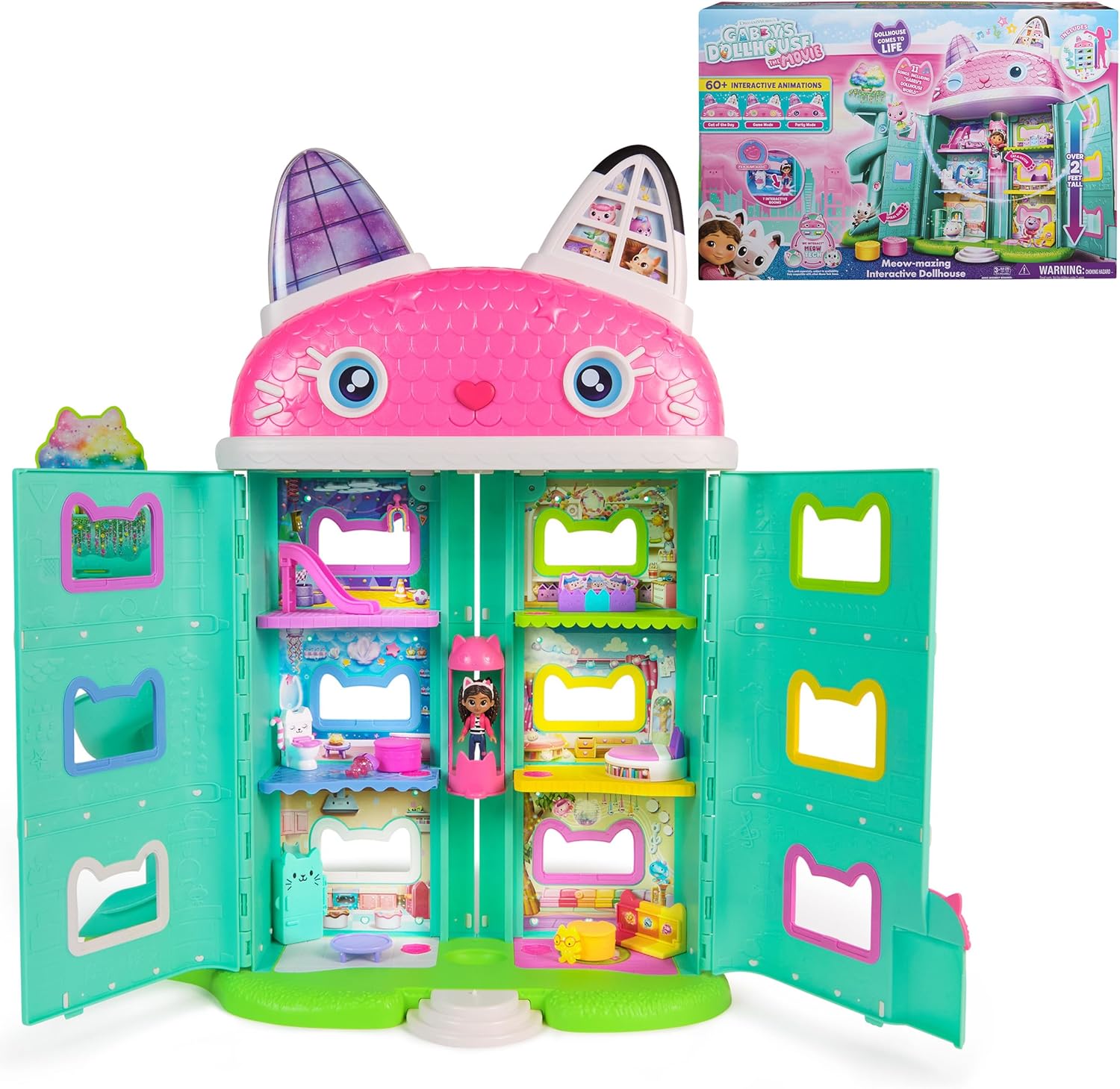 ギャビーのドールハウス ザ・ムービー インタラクティブ ドールハウス 7つの部屋 猫耳ヘッドバンド付き 60種類以上のアニメーション＆効果音 3歳以上 Spin Master おもちゃ ごっこ遊び ままごと おもちゃ 誕生日 クリスマス 女の子 男の子【並行輸入品】