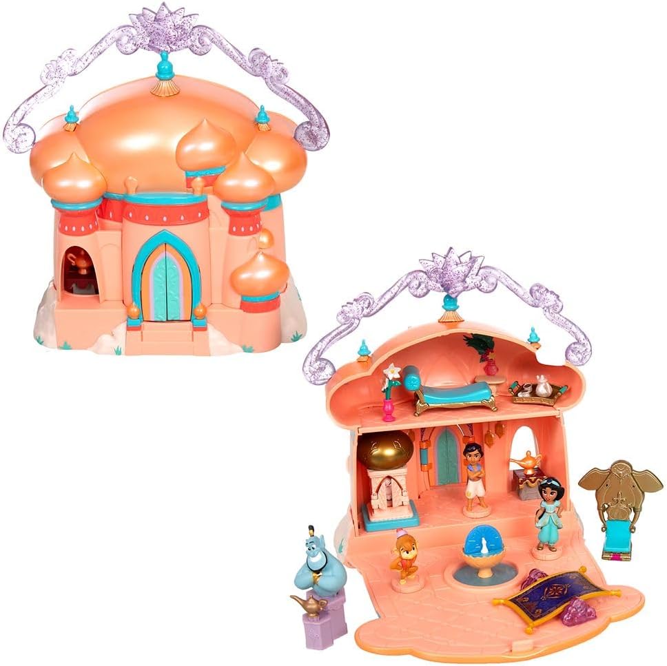 ディズニー プリンセス ジャスミン 宮殿 プレイセット ジャスミン＆アラジン＆ジーニー＆アブ付き 持ち運びトラベルおもちゃ サプライズアクセサリー付き ごっこ遊び ままごと おもちゃ 誕生日 クリスマス 女の子 男の子 Jasmine Palace Micro Play Set【並行輸入品】