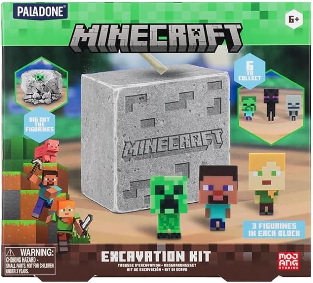 マイン手工芸品 発掘作業一揃いの道具｜一般受け文字記号3体付き添い人 クリーパー・スティーブ・アレックス 掘って楽しむ インタラクティブ手あそび マイクラ ごっこ命のせんたく ままごと 手あそび 生まれ落ちる日 クリスマス お嬢さん お坊っちゃん Minecraft Official Licensed Excavation Kit for Kids【並行輸入品】