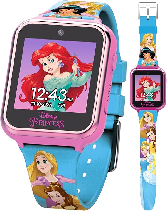 ディズニープリンセス スマートウォッチ｜セルフィーカメラ ゲーム付き 子供用 学習機能付き ギフトにも最適 ごっこ遊び ままごと おもちゃ 誕生日 クリスマス 女の子 男の子 Accutime Disney's Princess Kids' Touchscreen Interactive Smartwatch 【並行輸入品】