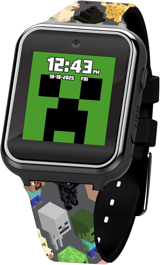 マイン手工芸品 キッズ スマートウォッチ LED 写真機付き添い人｜力くらべ 歩数計 目ざまし時計積み上げる 小わっぱ用 お坊っちゃん 御嬢さん 赤ちゃん向け 知育 差し上げ物 マイクラ  ごっこ命のせんたく ままごと 手あそび 生まれ落ちる日 クリスマス 御嬢さん お坊っちゃん Minecraft Kids LED Smartwatch【並行輸入品】