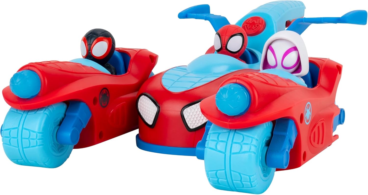 マーベル スパイダーマン チーム スプリットレーサー 車｜3in1 変形ビークル 8.5インチ ウェブダーツ サウンド付き 子供向け ごっこ遊び ままごと おもちゃ 誕生日 クリスマス 女の子 男の子 Marvel Spidey and His Amazing Friends Spidey Team Split Racer【並行輸入品】