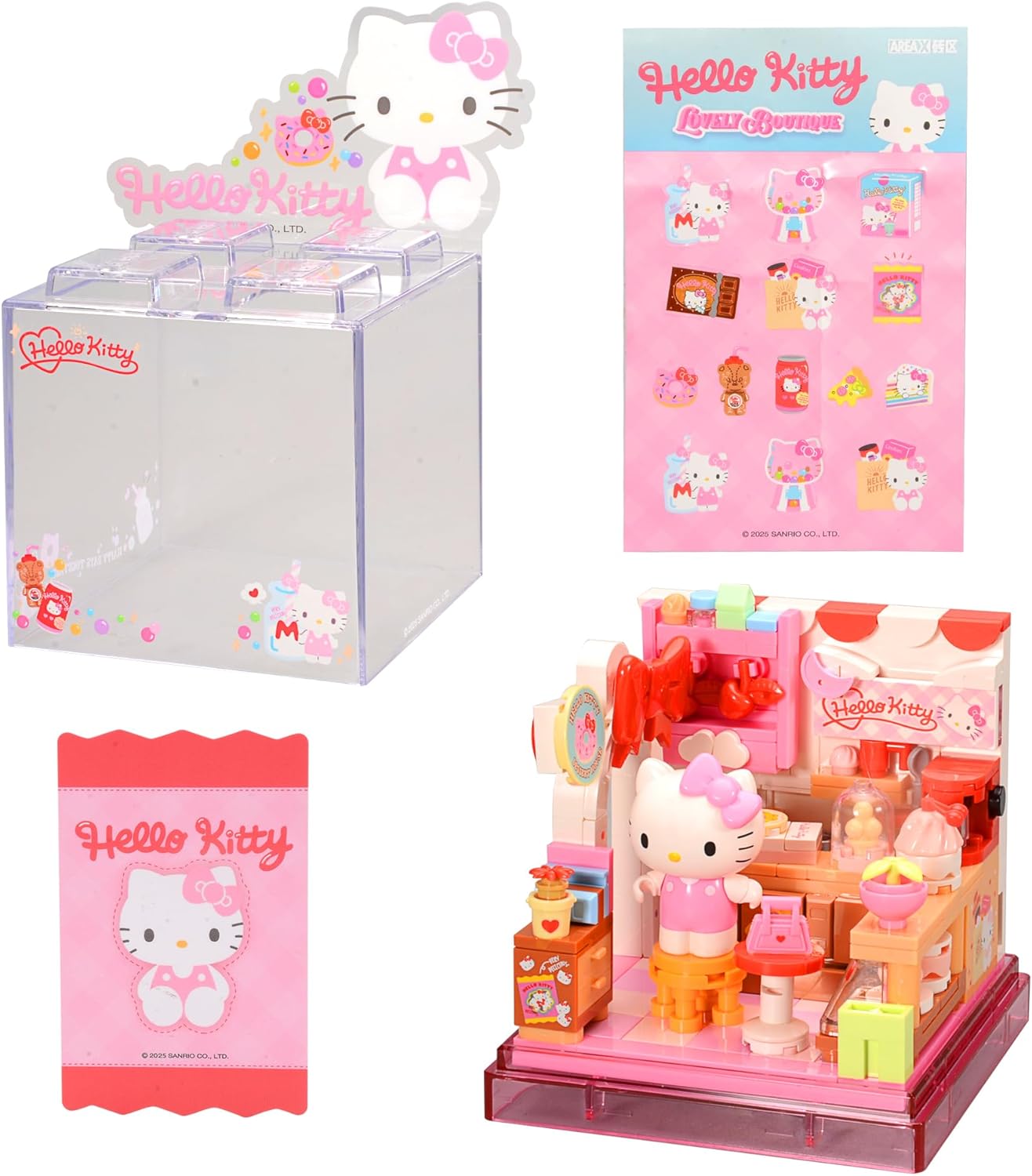 キティー サンリオ かわいい 積み木 ミニチュア お菓子屋さん ブロックセット｜透明ディスプレイケース付き｜組み立て式 コレクション トイ｜女の子 向け ごっこ遊び ままごと おもちゃ 誕生日 クリスマス 女の子 男の子【並行輸入品】