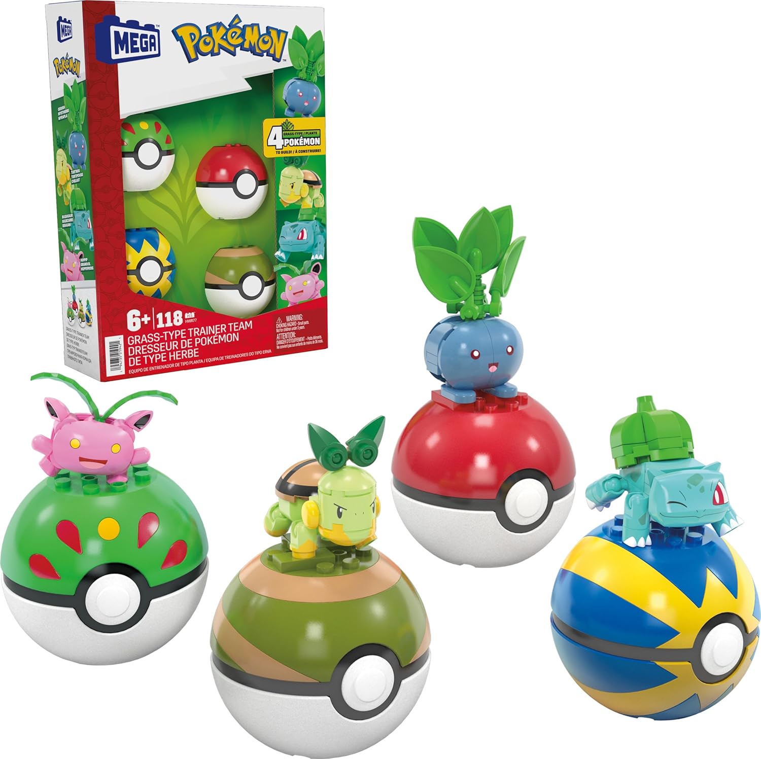 メガポケモン メガポケモン くさタイプトレーナーチーム 組み立てフィギュア｜118ピース ブロック トイ｜フシギダネ 他 ごっこ遊び ごっこ遊び ままごと おもちゃ 誕生日 クリスマス 女の子 男の子【並行輸入品】MEGA Pok・・mon Building Toys Set Grass-Type Trainer Team