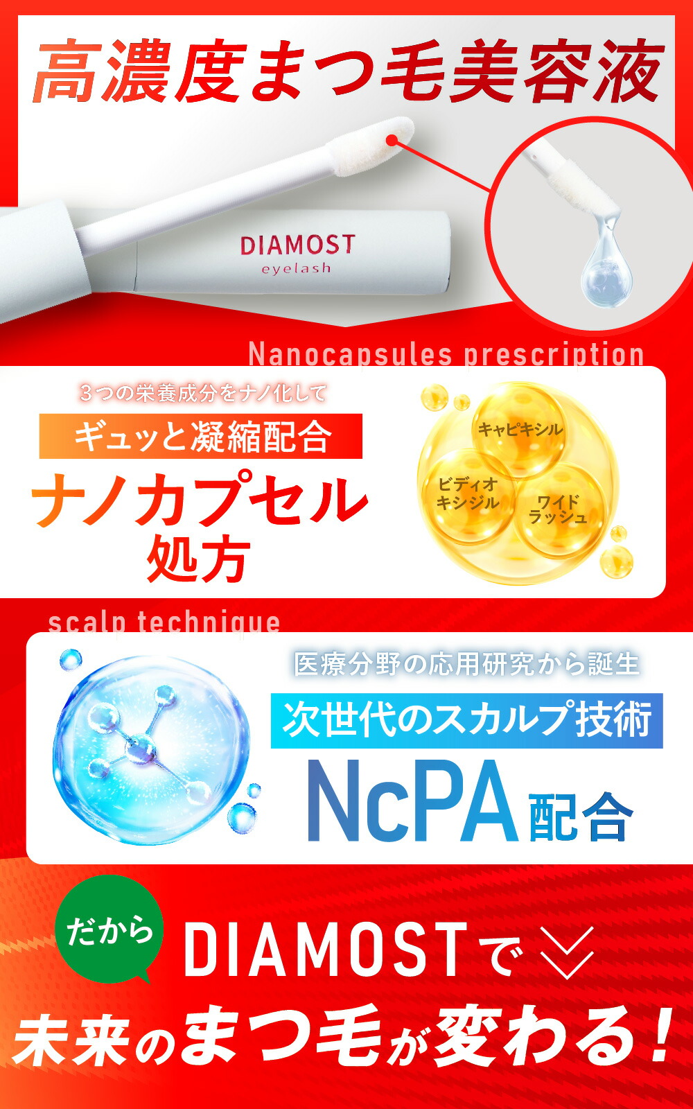 共同開発】まつけ美容液 2WAY 涙袋爆誕 1本2役 ディアモストアイ