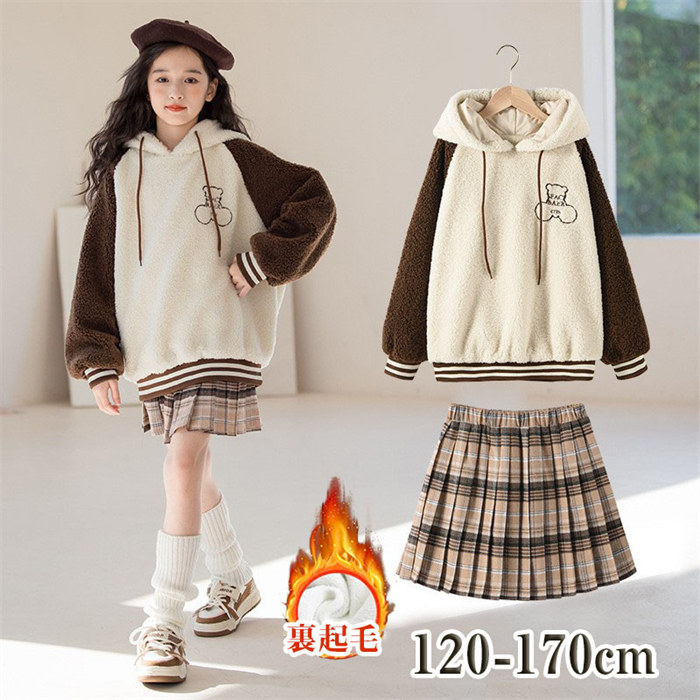 【時間限定10%OFF】長袖 裏起毛パーカー スカート 2点セット ピンク レッド ストライプ キッズ ベビー 子供 子供服 キッズ服 女の子 秋 秋物 春服 春物 長袖 キッズワンピ キッズワンピース スカート フォーマル セレモニー オケージョン 結婚式 発表会 カーキ｜アオキ商店高森台
