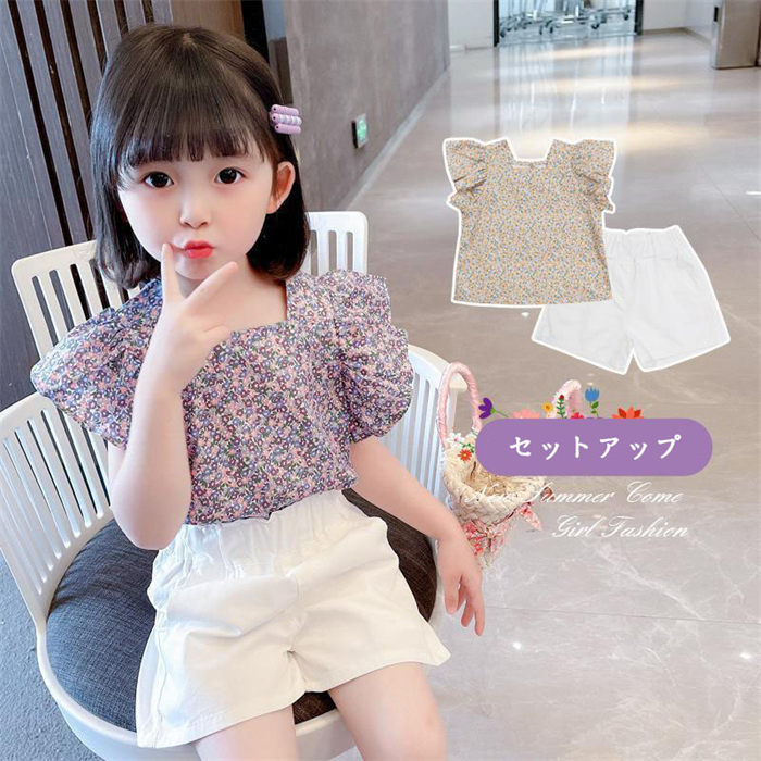 【楽天市場】【時間限定10％OFF】子供服 セットアップ キッズ 女の子 韓国子供服 上下セット 2点セット トップス 半袖 Tシャツ
