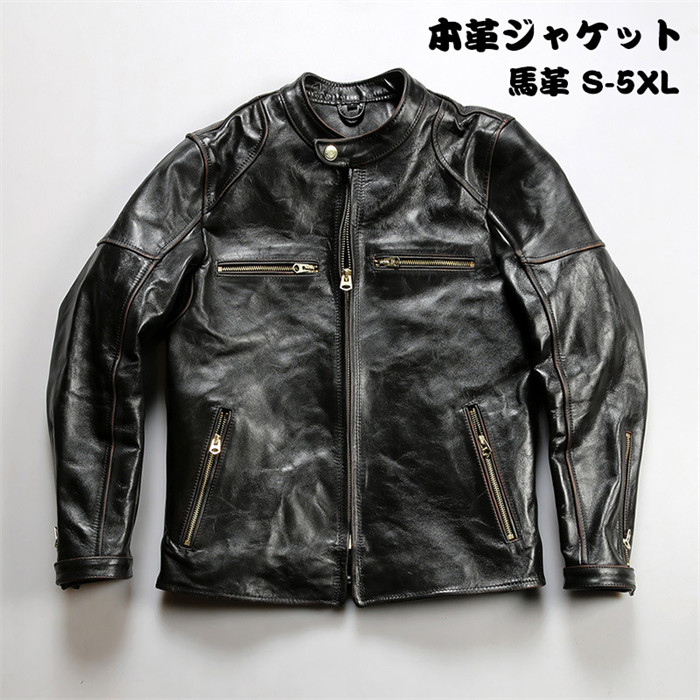 【時間限定10%OFF】レザージャケット 本革ジャケット メンズ ライダースジャケット メンズ 本革 レザー 馬革 ジャケット 本革コート シングル 革ジャン ライダース アウター バイク 革ジャン MA-1 メンズ 防風 防水 防寒 大きいサイズ S-5XL