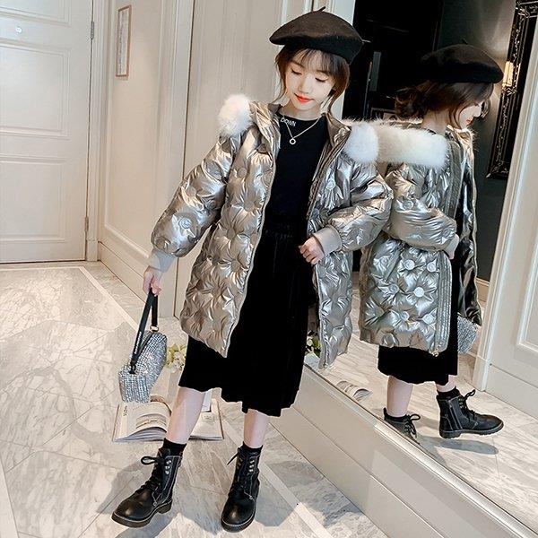 【時間限定10%OFF】中綿コート キッズ 女の子 子供服 冬 厚手 アウター ダウン風コート ロングコート 中綿ジャケット パーカー フード付き 暖かい おしゃれ 可愛い 防寒 新品 160