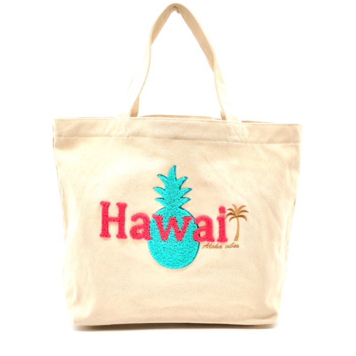 ハワイ限定 Samantha Lani サマンサタバサ Hawaii キャンバストート 白 ナチュラル トートバッグ Aloha パイナップル ハワイ Samanthathavasa Usa ハワイ直輸入 送料無料 お洒落 可愛い 人気 ギフト 巾着 Kuechen Ly