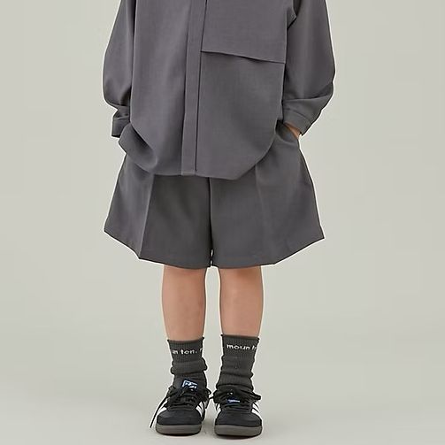 polyester canapa half pants ハーフパンツ【セレモニー オケージョン】MOUN TEN.【マウンテン】（110～150/4サイズ）mp55-1108［セール対象外］(ブラック/1月下旬入荷予定）