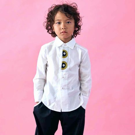Moon shirts(o.white)シャツ【2026春夏】【Zozio/ ゾジオ】（100～150/3サイズ）zz261021【オケージョンO.K.】［セール対象外］