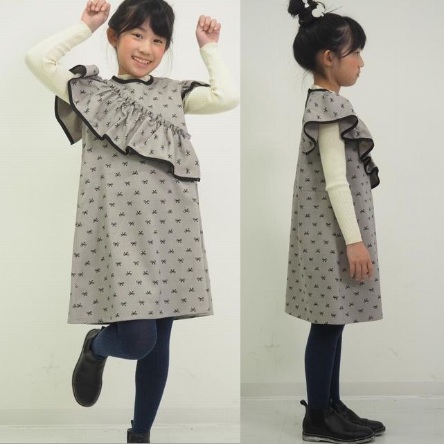 【2025秋冬】nino【ニノ】ジャンパースカート　ミニリボンプリント（90～150）1255-03001