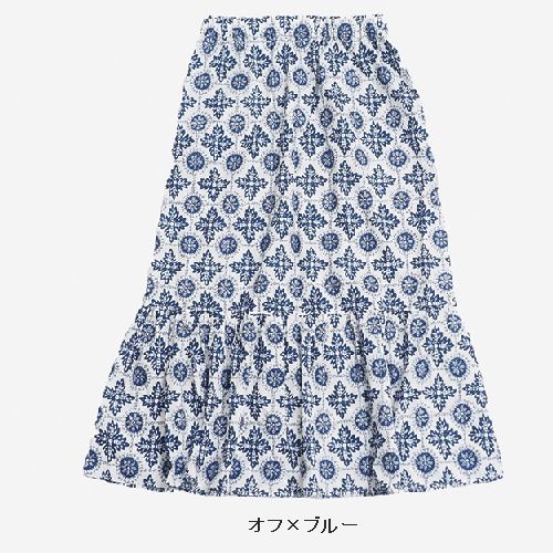 【2024春夏】NARU【ナル】60ローンエスニック柄 ティアードスカート（3色）（F）655927 9,148円