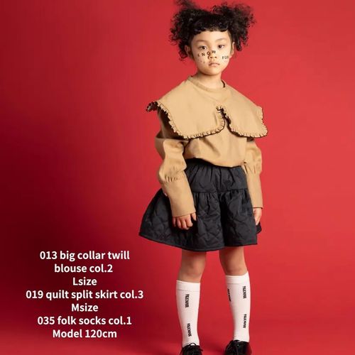 【2022秋冬】folk made 【フォークメイド】big collar twill blouse 大きな襟 リネン混ブラウス（90～155/4サイズ）f22aw-013 9,438円