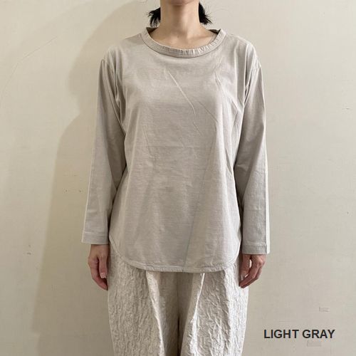 【2024通年】tumugu: 【ツムグ】スープレコットン天竺　裾ラウンド長袖ロングTシャツ（５色）（F）tc22316