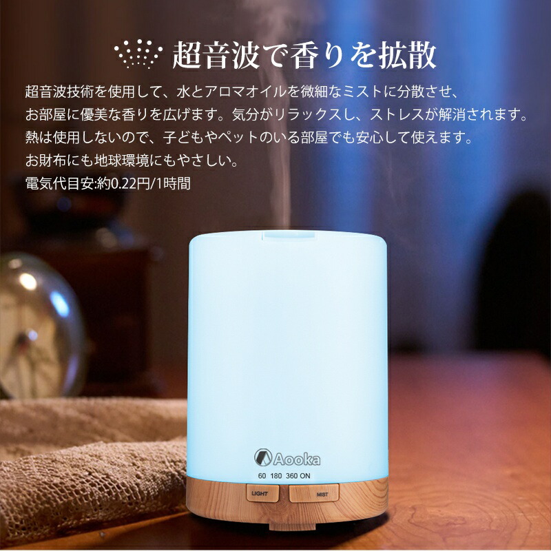 P5倍☆18～24時限定／☆楽天1位常連☆加湿器 アロマディフューザー 超