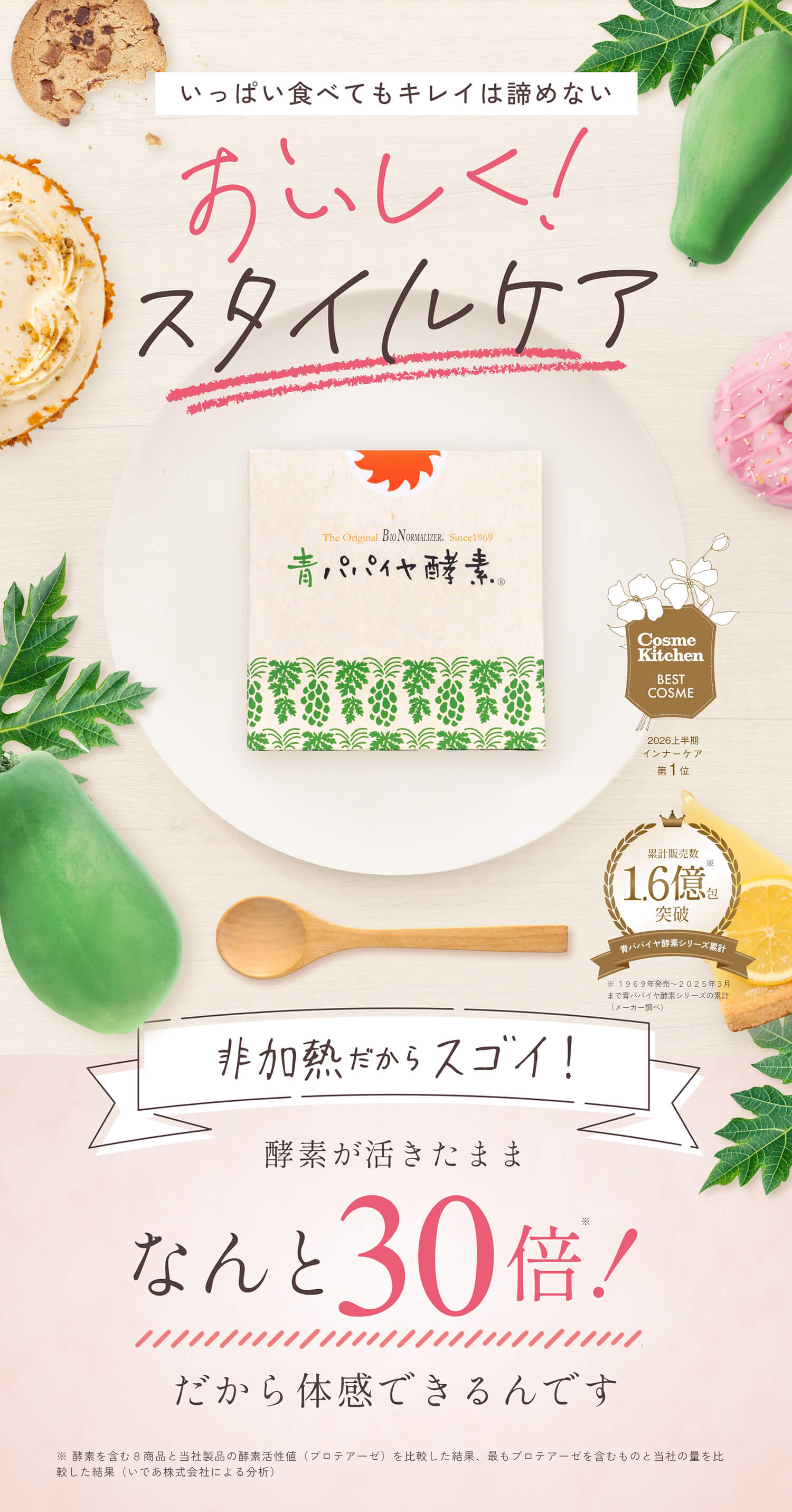 【公式】青パパイヤ酵素 パパイヤセット (顆粒 30包×2箱 / シートマスク / 青パパイヤ酵素入りバー) バイオノーマライザー 非加熱 酵素 粉末 インナーケア トータルケアセット 男女 女性 男性 プレゼント ギフト ご褒美 新生活 30代 40代 50代 60代