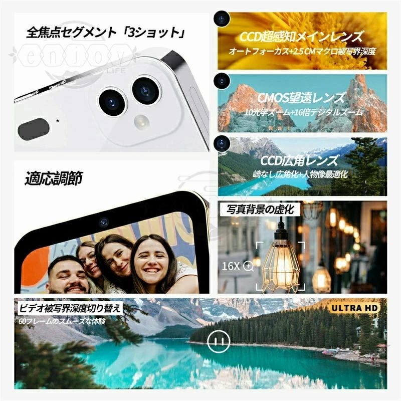 【2025新品】カメラ デジタルカメラ 4K 6400万画素 スリーショット 望遠レンズ 広角レンズ ガラスの裏蓋 オートフォーカス 3inch タッチスクリーン 音楽再生 MP3 MP4 録音 コンピューターカメラ スマートフォン