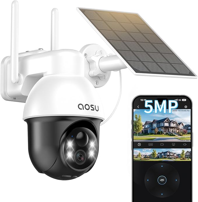 aosu 防犯写真機 室外 ソーラー 500万超高絵素 360度広角映画化 2.4Gwifi式 IP66雨合羽防塵 有待さがし当てる目覚まし時計 自動小銃追掛ける  架線工事不必要 暮夜色合い映画化 双方向音吐電話を掛ける 声光注意報 身寄り分かちあう でき事グループ分け 鉄道車両保護すること SD歌留多 クラウド録画保護すること 置き目販売店  国内送りとどける 貨物輸送無料