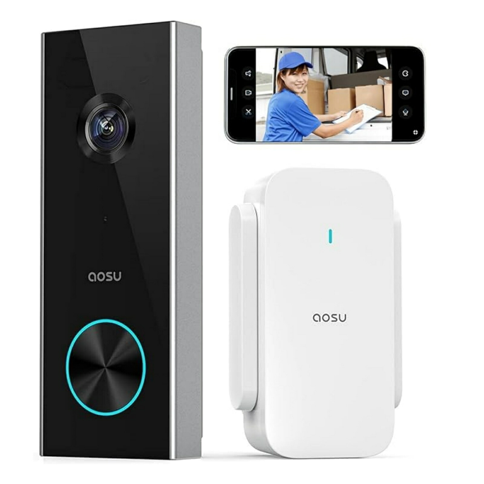 楽天市場】aosu スマートビデオドアホン ワイヤレス 工事不要 全身が