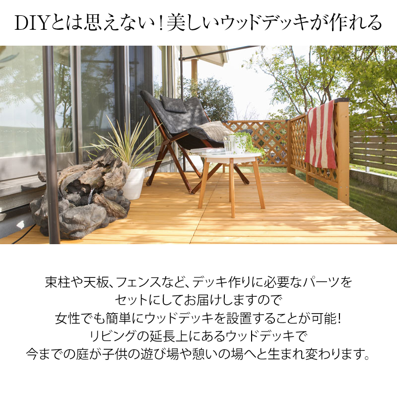 楽天市場 デッキ 天然 木 ウッド セット Diy テラス 床 庭 ガーデン タカショー システムデッキ 1 5坪 ナチュラル D 青山ガーデン