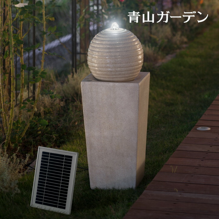 吹き上げ ファウンテン ソーラー オブジェ 球 LED 光 庭 庭園 隼演芸会 / ソーラー ファウンテン どんぶり鉢＆ピラー /小型