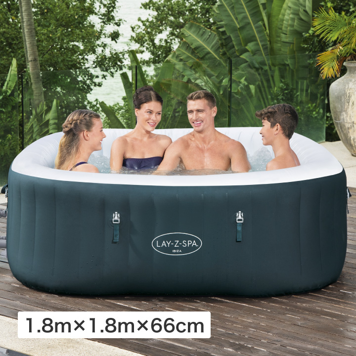 ジェットバス スウィミングプール ジャグジー bestway 鷹見せ物 / エアジェットスパ イビザ 6 1.8m×1.8m×66糎 緑であること /中型
