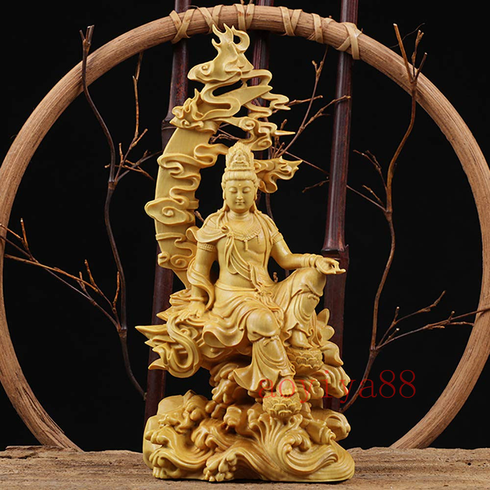 楽天市場】仏像 観世音菩薩 観自在菩薩 置物 柘植製高級木彫り 27.5cm