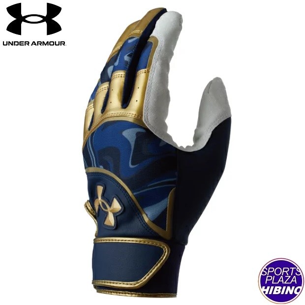 【ネコポスOK】アンダーアーマー(UnderArmour) 野球 アンディナイアブル プロ バッティンググローブ 両手用 (23ss) 手袋 ミッドナイトネイビー×ゴールド 1378246-410