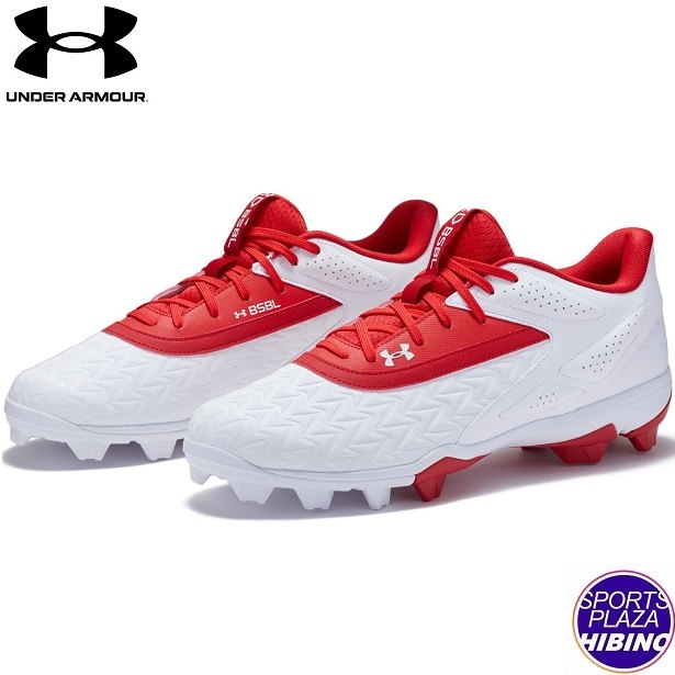 アンダーアーマー(UnderArmour) 野球 UAリードオフ ロー ラバーモールド3.0 ポイントスパイク (24aw) メンズ D相当 Red/White/Red 3027447-600【SS2603】