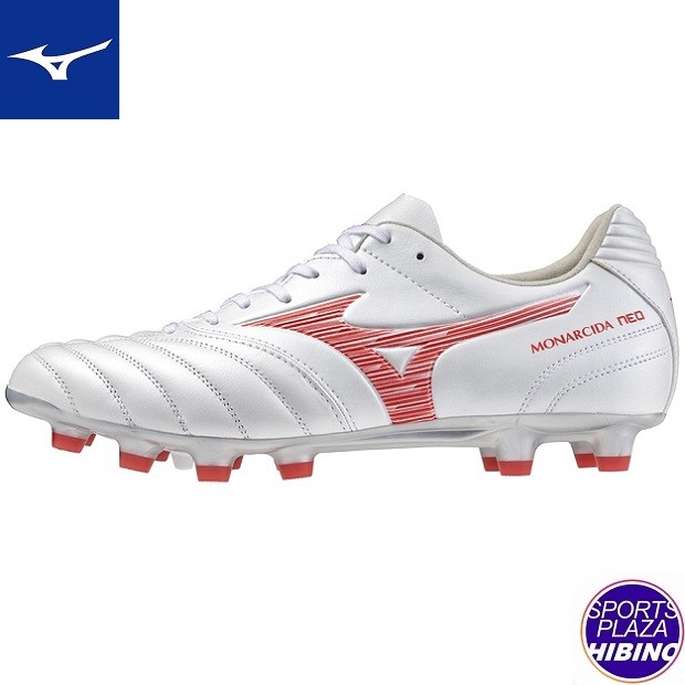 【シューレースプレゼント】ミズノ(mizuno) 蹴球スパイク MONARCIDA NEO III WIDE PRO モナルシーダ シューズ (24ss) 3E好いかげんに スーパーホワイトパール×赤いこと P1GA242360【SS2606】