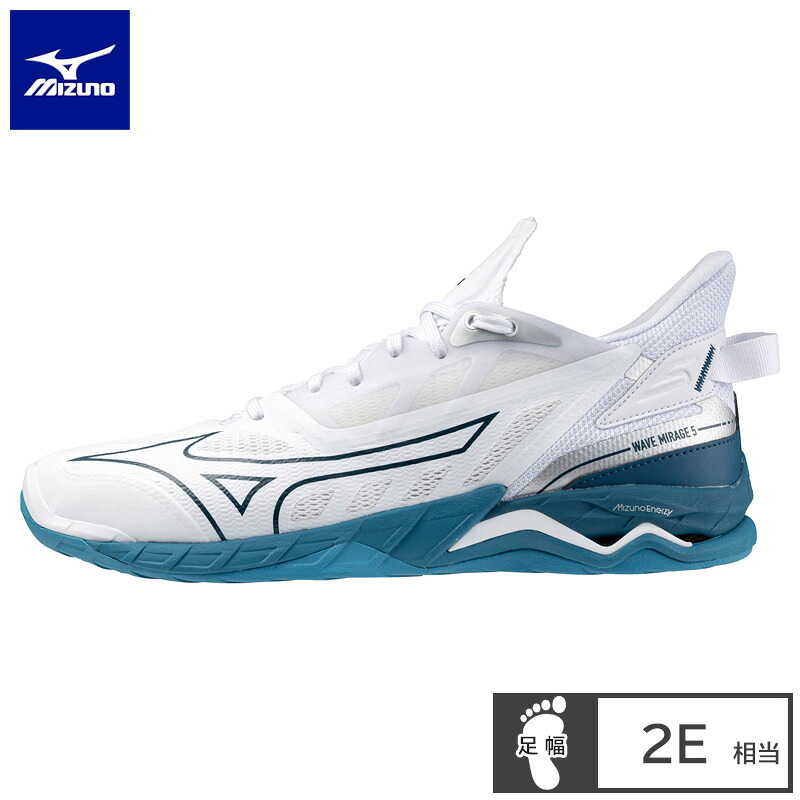 ミズノ(mizuno) ハンドボールシューズ ウエーブミラージュ5 (24ss) ホワイト&times;ブルー&times;シルバー X1GA235021｜スポーツプラザヒビノ 店