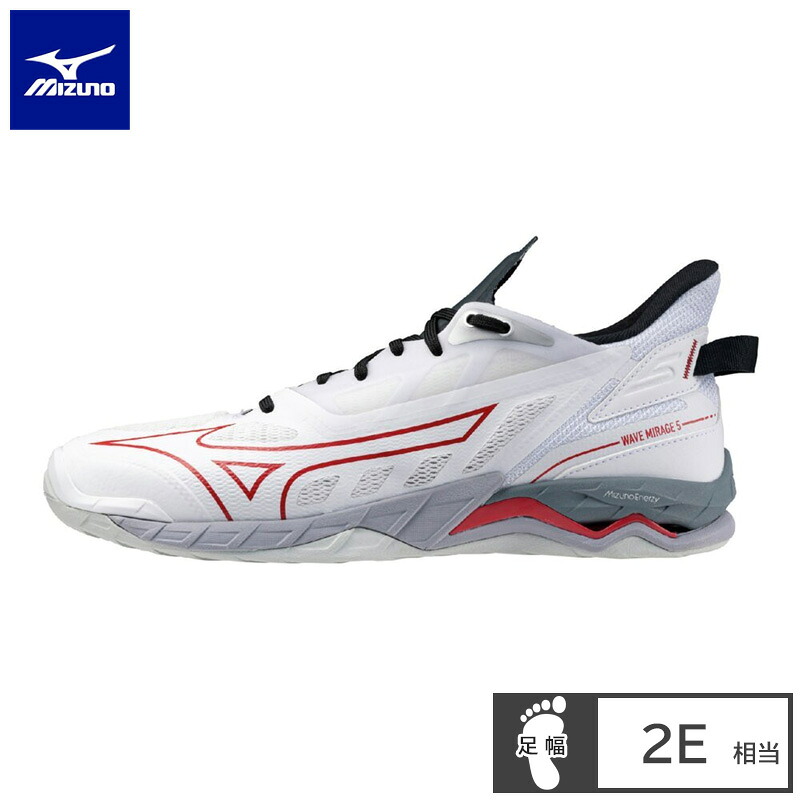 ミズノ(mizuno) ハンドボールシューズ ウエーブミラージュ5 (25ss) ホワイト×レッド×ブラック X1GA235096【SS2606】|スポーツプラザヒビノ 店