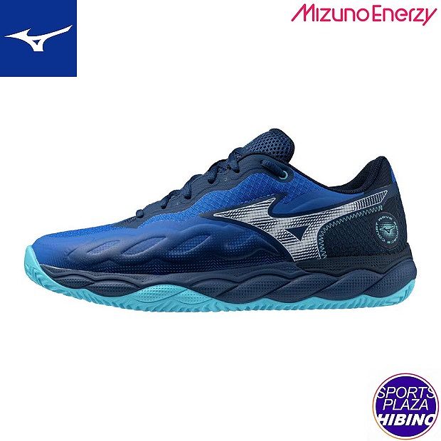ミズノ(mizuno) 庭球シューズ WAVE ENFORCE COURT WIDE OC ウエーブエンフォースコート (24aw) 粘土・砂入り口・入口人工芝厚地の外套用 青み×白いこと×米国海軍 61GB243128【SS2606】