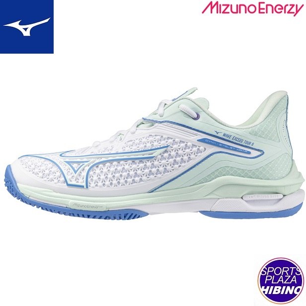 ミズノ(mizuno) 庭球シューズ WAVE EXCEED TOUR 6 OC ウエーブエクシードツアー (25ss) 粘土・砂入り口・入口人工芝厚地の外套用 レディース 白いこと×ペパーミント×青み 61GB247343