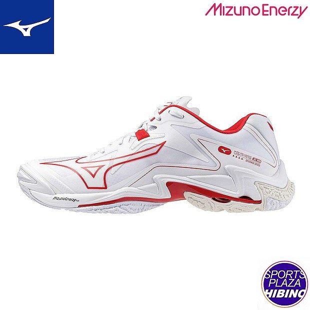 ミズノ(mizuno) バレーボールシューズ WAVE LIGHTNING Z8 ウエーブライトニング シューズ (25ss) MIZUNO ENERZY搭載 ホワイト&times;レッド V1GA240060【SS2603】｜スポーツプラザヒビノ 店