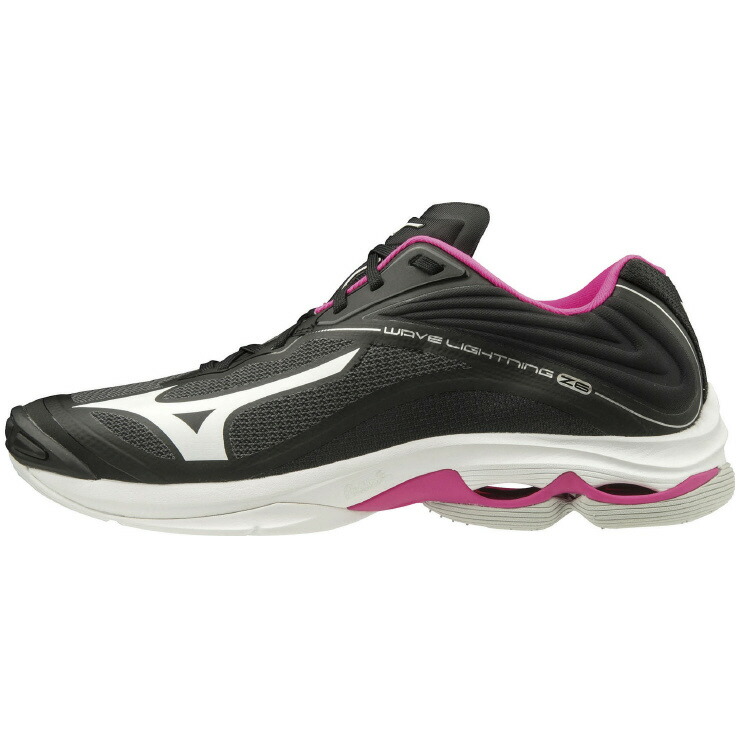 ミズノ mizuno ウェーブライトニングZ6 バレーボールシューズ ユニセックス (20ss) ブラック×ホワイト×ピンク V1GA200060