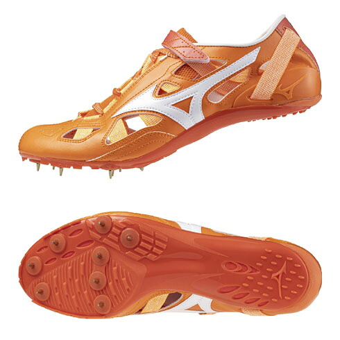 ミズノ (MIZUNO) 陸上スパイク クロノインクス9 短距離 ハードル ユニセックス (24ss) オレンジ×ホワイト 2E相当 U1GA210051【SS2603】