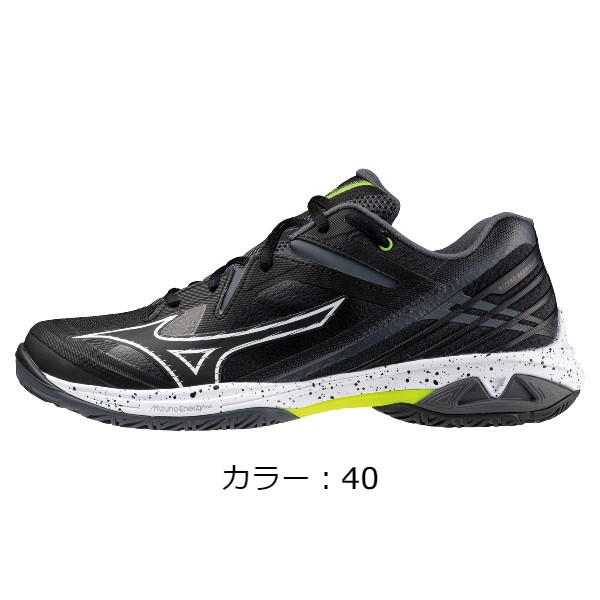 ミズノ(mizuno) バドミントンシューズ ウエーブクロー3 WIDE (24ss) ユニセックス ブラック×ホワイト×イエロー 71GA244440