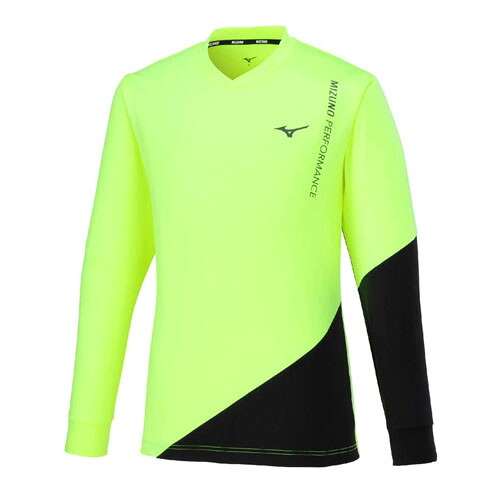 ミズノ(mizuno) テニス ウエア 半袖Tシャツ ライトスウェットシャツ ユニセックス (24aw) ネオライム×ブラック 62MCB51137【SS2603】