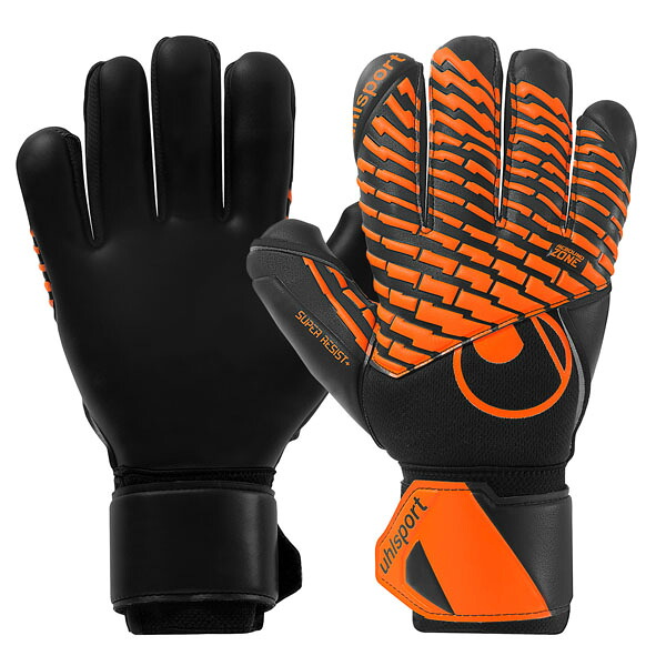 ウールシュポルト (uhlsport) サッカー キーパーグローブ ウールシュポルト スーパーレジスト ハーフネガティブ (25aw) ブラックxオレンジ 7-9 1011388-01|スポーツプラザヒビノ 店